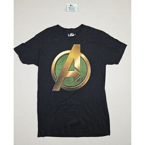 Marvel Studios Loki Avengers Logo T-Shirt Men's Medium Black Graphic Crew Neck T